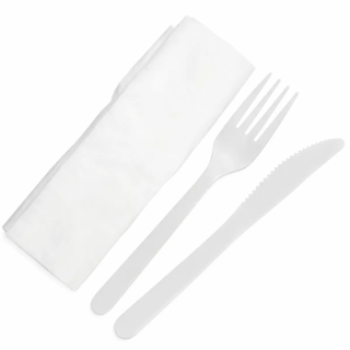 CUTLERY KIT 3/1 WHITE "XTRA HEAVY" (FK,K,NAP) (500)