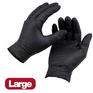 GLOVE NITRILE BLACK "PWD FREE" LARGE CS 10 X 100