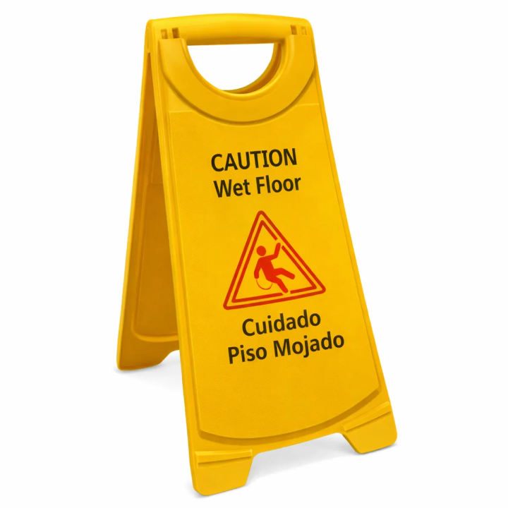 WET FLOOR SIGN 25" BILINGUAL YELLOW