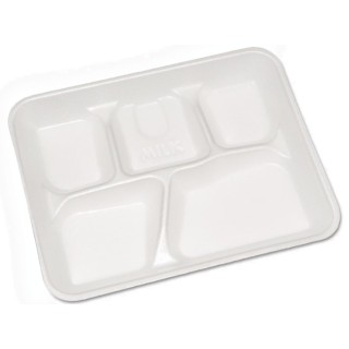 5-CMPT SCHOOL LUNCH TRAY FOAM WHITE (500)