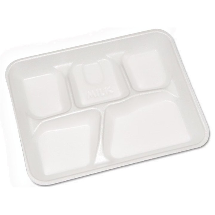 5-CMPT SCHOOL LUNCH TRAY FOAM WHITE (500)