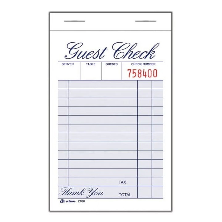 GUEST CHECK #12A 100 BKS/CS